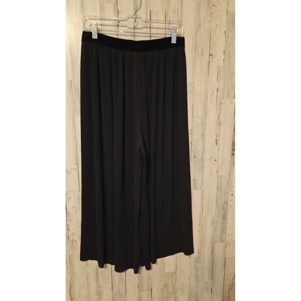 ZARA size L Pleated Wide-leg Pants Pull-On Lightweight Flowy Crinkle - Picture 5 of 5
